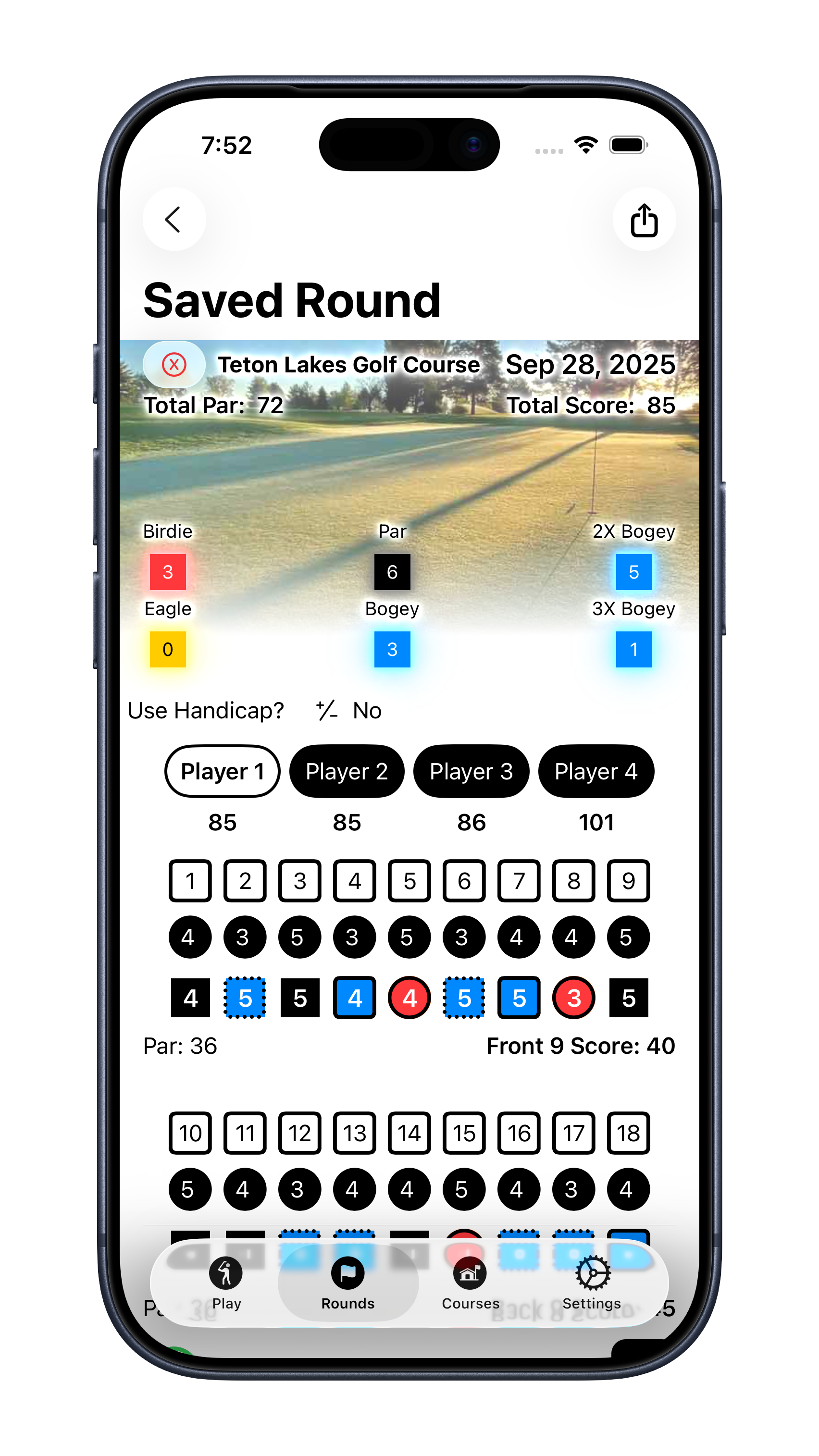 GolfScore - Saved Courses